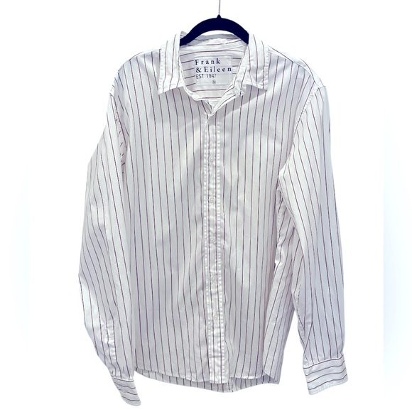 FRANK & EILEEN White/Red Striped Finbar Shirt - Picture 1 of 5